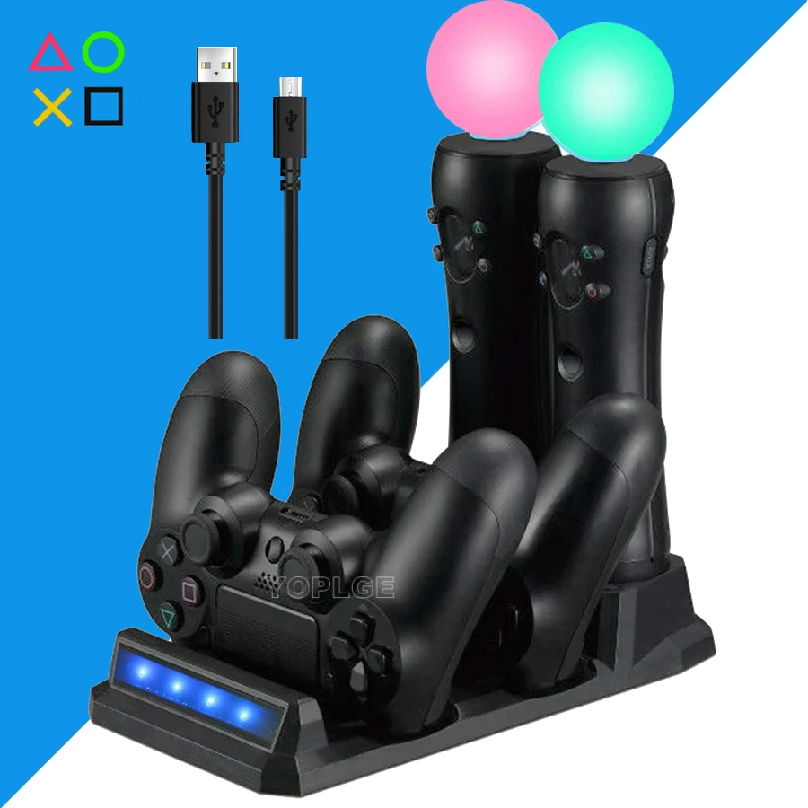 Зарядное устройство для контроллера PS4 Slim Pro & PS VR со светодиодной подсветкой