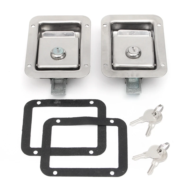 

2 Sets Trailer Truck Toolbox Door Lock Stainless Steel Handle Door Lock T-Panel Lock Door Handle Latch