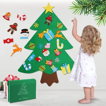 

Felt Christmas Tree, DIY Christmas Tree with 32Pcs Ornaments for Kids Christmas New Year Decoration