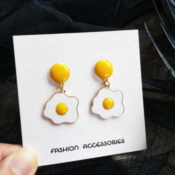 

XIYANIKE New Fashion Cartoon Cute Poached Egg Pendant Earrings Girls Personality Creative Omelette Small Fresh Wild Small Gift