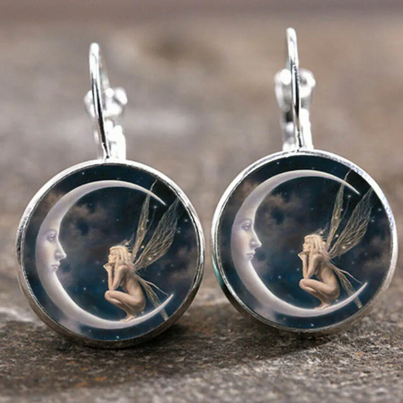 Pendant Earrings Islamic Muslim Glass Convex Charm Alloy Metal Arabic Religious