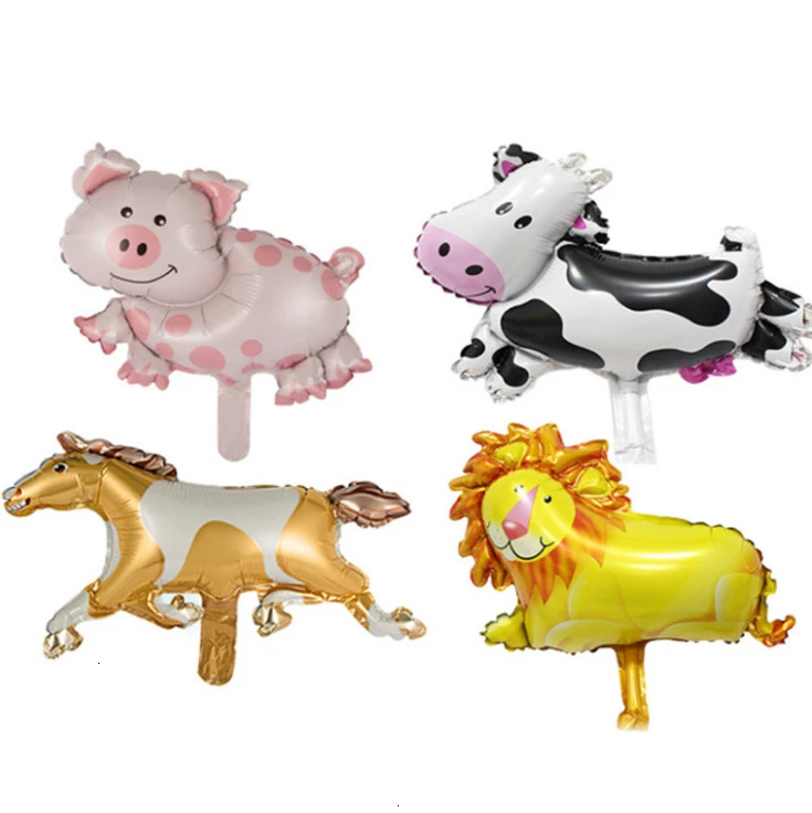 1 Набор, баннер для животных на ферме, корова, свинья, топпер для торта, обертка, лошадь, Лев, домашнее животное, шагающие шары, детский подарок, украшение для вечеринки на день рождения