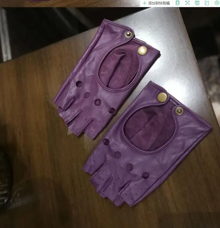 purple Женские перчатки из натуральной овчины кожаная открытая полупальчиковая перчатка Женские Вечерние перчатки R1875 - Цвет: purple