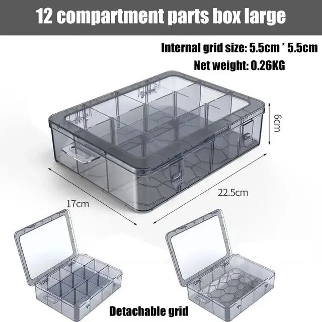 Multi-compartment box Transparent screw storage box Electronic component compartment box Small accessory tool compartment box tool chest trolley Tool Storage Items