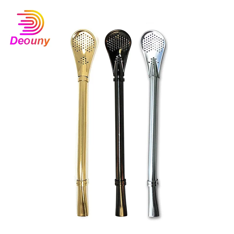 

DEOUNY 1PCS Yerba Mate Straw Stainless Steel Metal Straws With Strainer Bombilla Reusable Drinking Tea Tube Bar Accessories