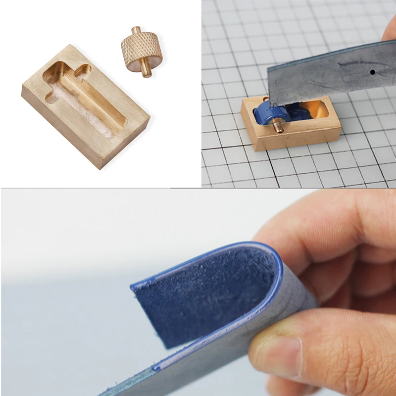 LMDZ Brass Edge Oil Box With Two Rollers Mini Side Oil Hopper Box Dye Box Bucket DIY Leather Craft Tool Mini-leather Processor