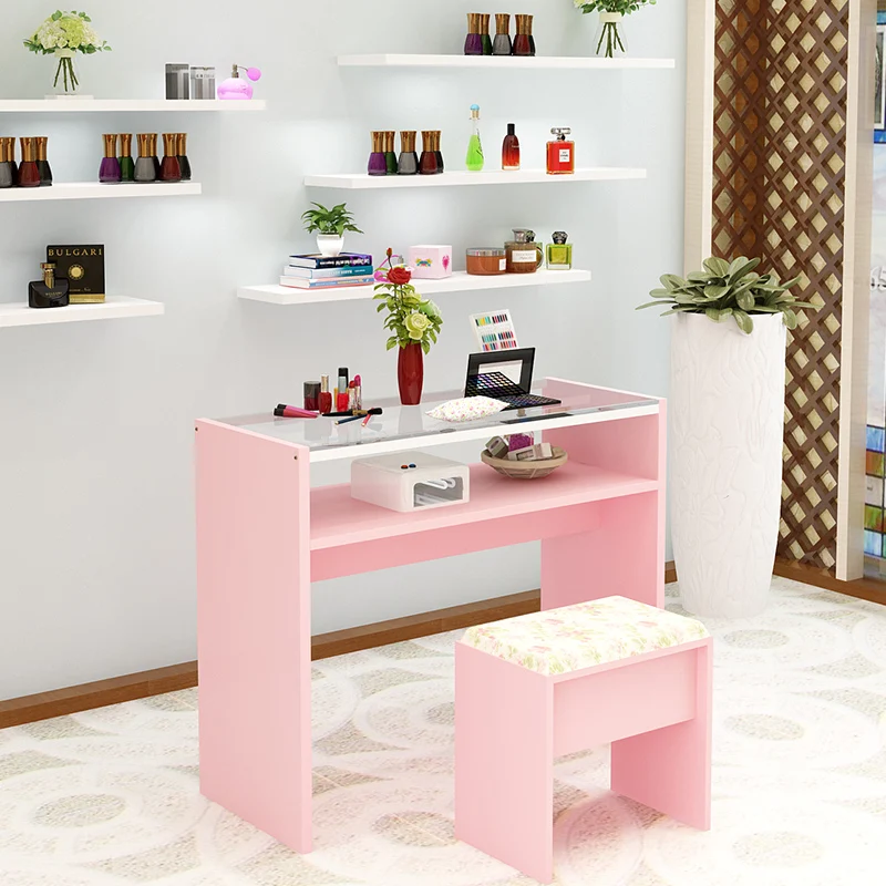 Nordic Simple Solid Color Durable Single Double Manicure Desk Desk Chair Particle Board 0.8M