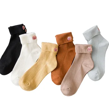 

Spring And Summer 2020 New Fasahion Women's Socks Comfortable To Wear Cotton Socks Cute Cartoon Socks Pig's Head Embroidery Sock
