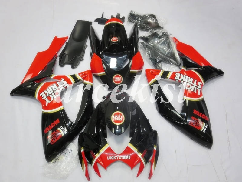 ABS Полный обтекатели комплект подходит для SUZUKI GSX-R600 GSX-R750 06 07 R600 R750 K6 GSXR 600 750 2006 2007 корпус из двух вещей черно-красные Лаки