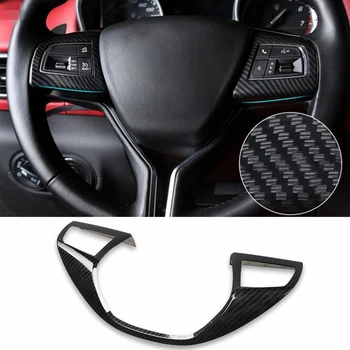 

Black Carbon Fiber Steering Wheel Cover Trim Decoration for Maserati Levante 2016 2017 Ghibli 2014-2016
