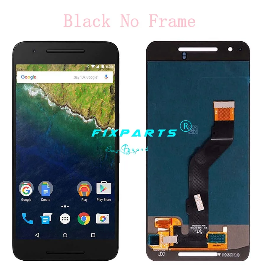 Black Without Frame Google huawei NEXUS 6P ЖК-дисплей сенсорный экран дигитайзер панель в сборе с рамкой Замена 5," Google Nexus 6p ЖК - Цвет: Black Without Frame