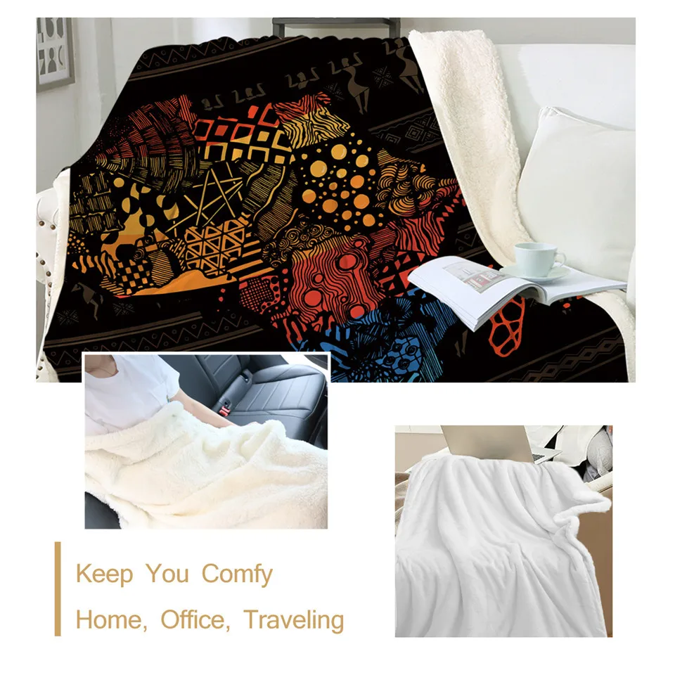 Постельные принадлежности Outlet Африканская Карта шерпа одеяло геометрическое одеяло s для кровати Ретро экзотическое Флисовое одеяло коричневое Тропическое постельное белье
