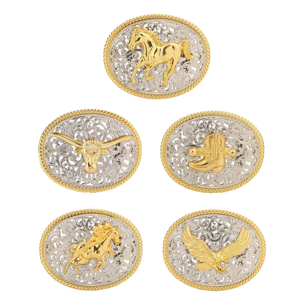 Retro Western Cowboy eagle Belt Buckle Animal Rodeo Antique Buckle Vintage style luxurious Gold horse Cow engraved belt buckle