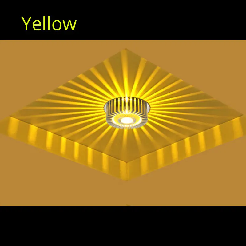 Yellow Монтируемый на поверхности светодиодный светильник RGB 3 Вт 6 Вт 9 Вт 12 Вт утопленный в вниз светильник, декоративный светильник для переднего балкона, светильник для крыльца, коридора - Испускаемый цвет: Yellow