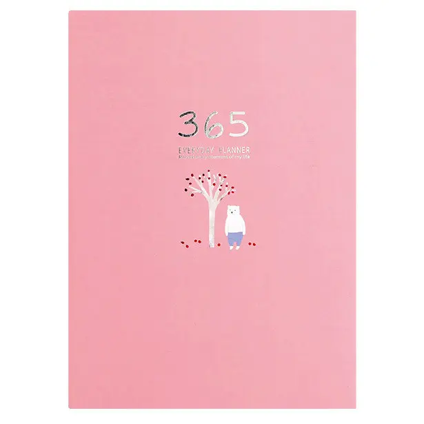 Agenda, ежедневник, ежедневник, органайзер, милый, ежемесячный, цель, креативный, 365 дней, еженедельный, расписание, канцелярские принадлежности, школьный офис - Цвет: Розовый