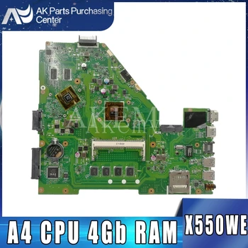 

AKEMY X550WE Laptop motherboard For Asus X550W X550WE X550W D552W X552WE original mainboard A4 CPU 4Gb RAM