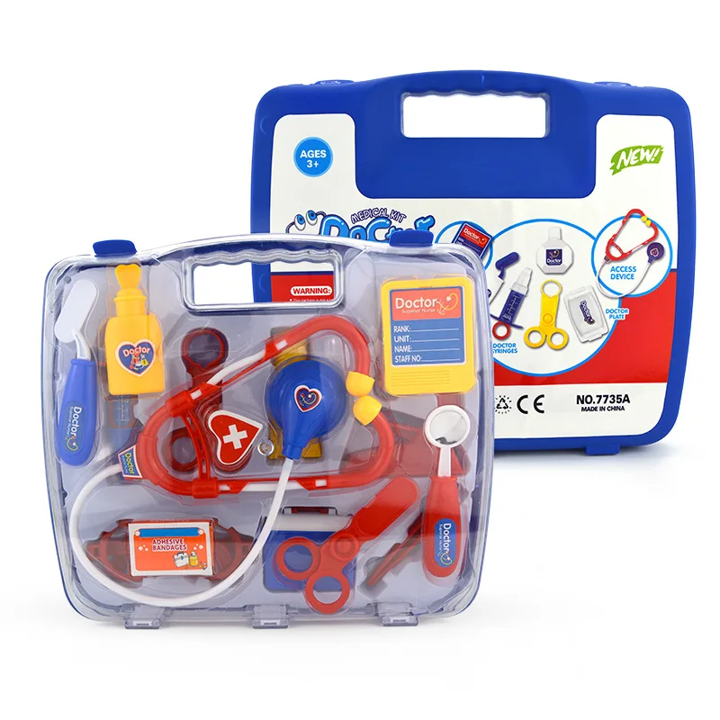15 шт. детский набор игрушек для доктора, семейный медицинский набор, игрушка для ролевых игр, чемодан, больничные медицинские аксессуары, Классическая Игрушка - Цвет: Синий