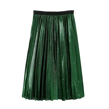 

Women Chiffon Pleated Skirt Vintage High Waist Tutu Skirts Womens Saia Midi Rokken Summer Style