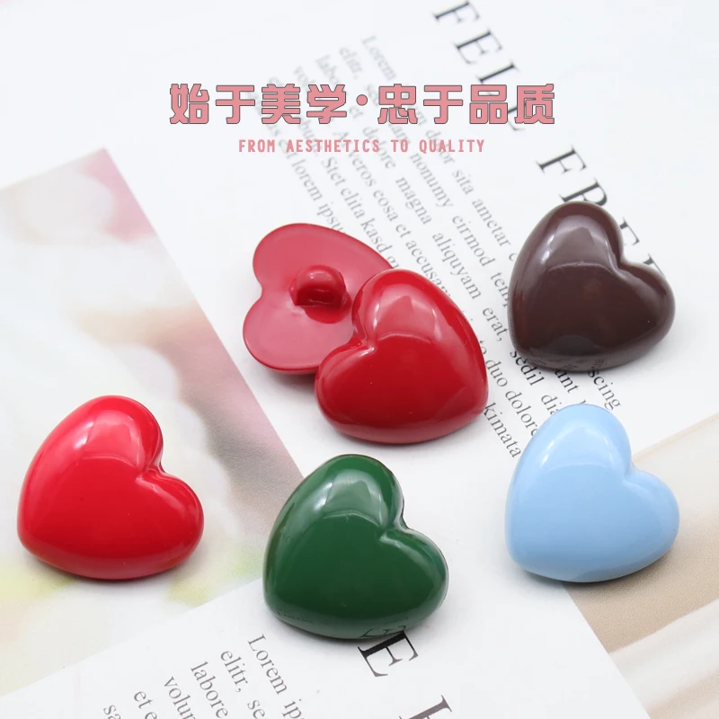 16Pcs/Lot High Quality Acrylic Color Button Children's Clothes Dress Knitted Sweater Pajama Buckle Heart-Shaped Love Decorative 4