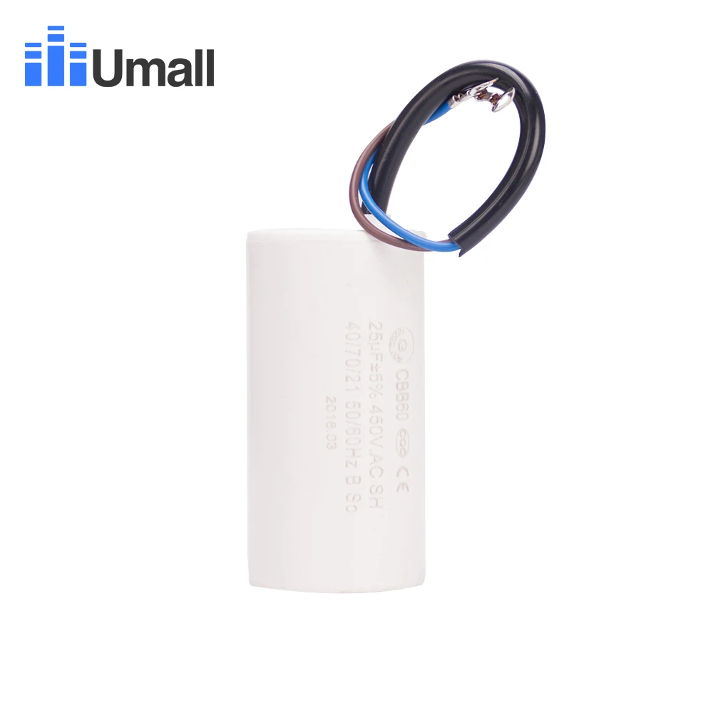 CBB60 450V 25 мкФ Бег запуск двигателя конденсатор с алюминиевой крышкой для подвергать механической обработке электрической разрядки подвергать механической обработке кондиционеры двух проводов 2 шт