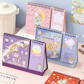 

1Pc Cartoon Desk Calendar Paper Desk Calendars Daily Month Schedule Planner 2020.8-2021.12 School Office Supplies