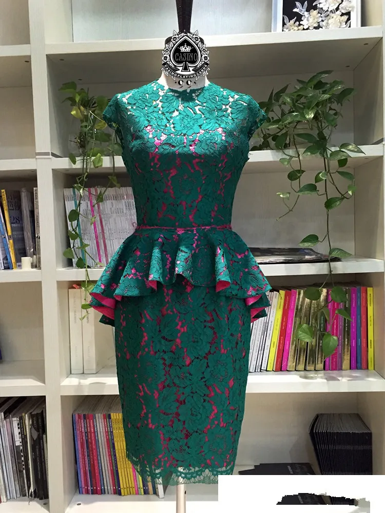 Кружевное коктейльное платье длиной до колена зеленого цвета с оборками vestido de festa, вечерние платья для выпускного вечера, женские короткие платья для матери невесты