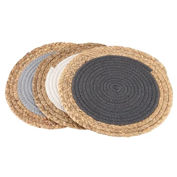 

Kitchen Cotton Round Potholders,Natural Straw Thread Weave Insulation Hot Pads,Braided Mat, Diameter 11.8 Inches,3 Pack