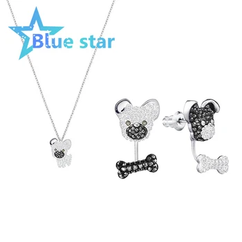 

Swarovskis original 1：1 exquisite LITTLE DOG cute puppy necklace clavicle chain and earrings torus,5374446 5374450