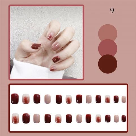 Nails Art Nail Tips Press on False with Designs Set Full Cover Artificial Short Packaging Kiss Display Clear Tipsy Stick