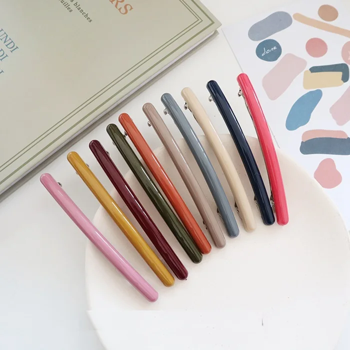 Fashion Elastic Springs Hairpins Candy color acrylic Banana Hair Clips For Girls Korean Fashion Shiny Barrettes Hair Accessories