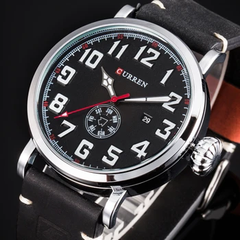 

Men Watch Brand CURREN Fashion Big Digital Dial Male Wristwatch Casual Calendar Quartz Leather Clock Montre Homme Reloj Hombre