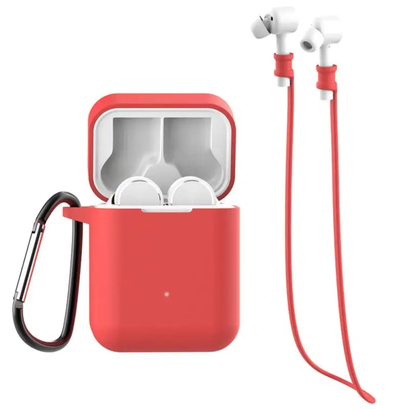 Air bluetooth применимый беспроводной защитный чехол для наушников для воздушной силиконовой защиты из трех частей анти-капля коробка для хранения - Цвет: red