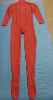 

Sexy Garments Latex Teddies Rubber Bodysuits Latex Catsuit With Open Breast Latex Socks Back Zipped