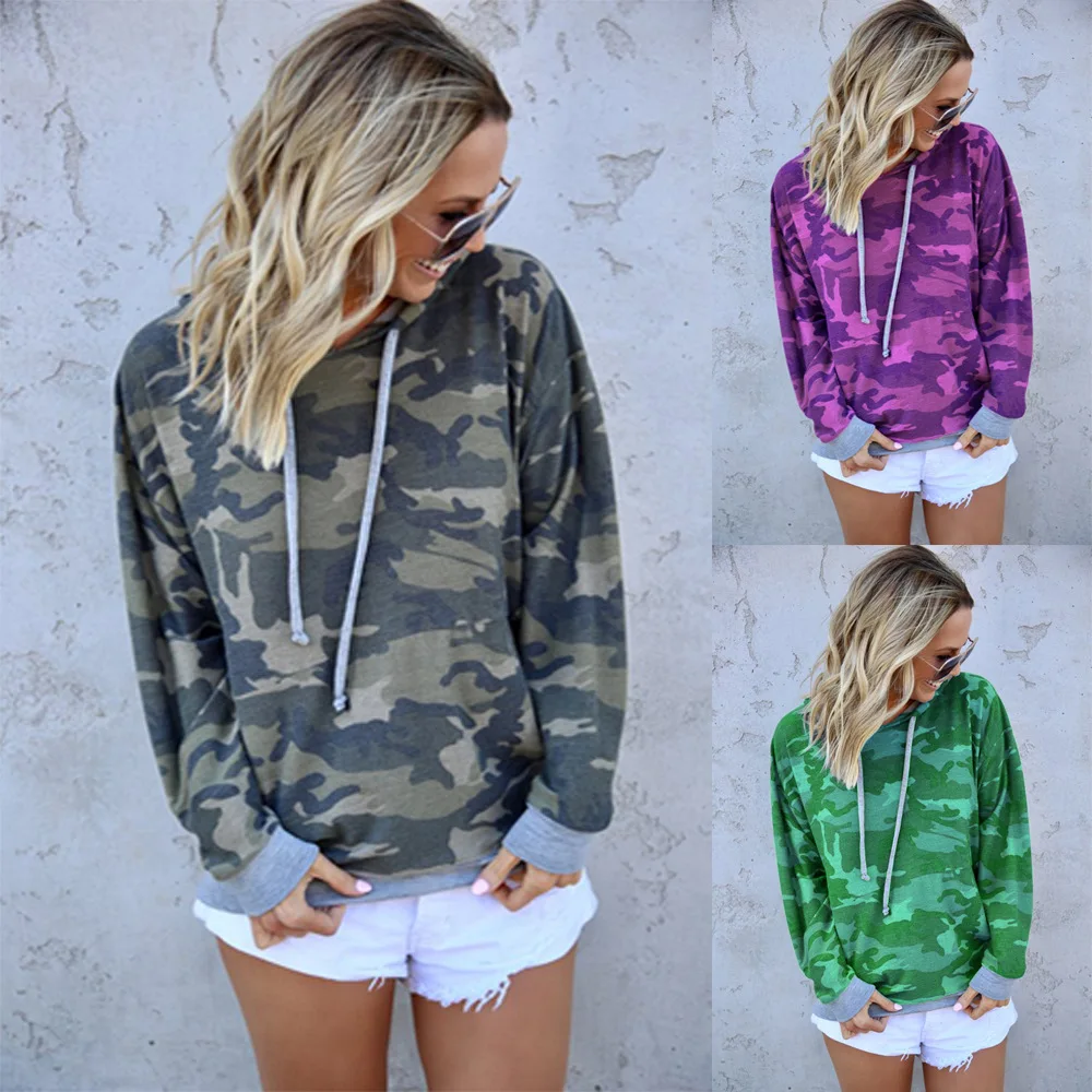 

Green Camo Hoodie Women Camouflage Military Fashion Hoodies Clothes Geometry Print Sweatshirt High Strret Pullover Gray 2XL