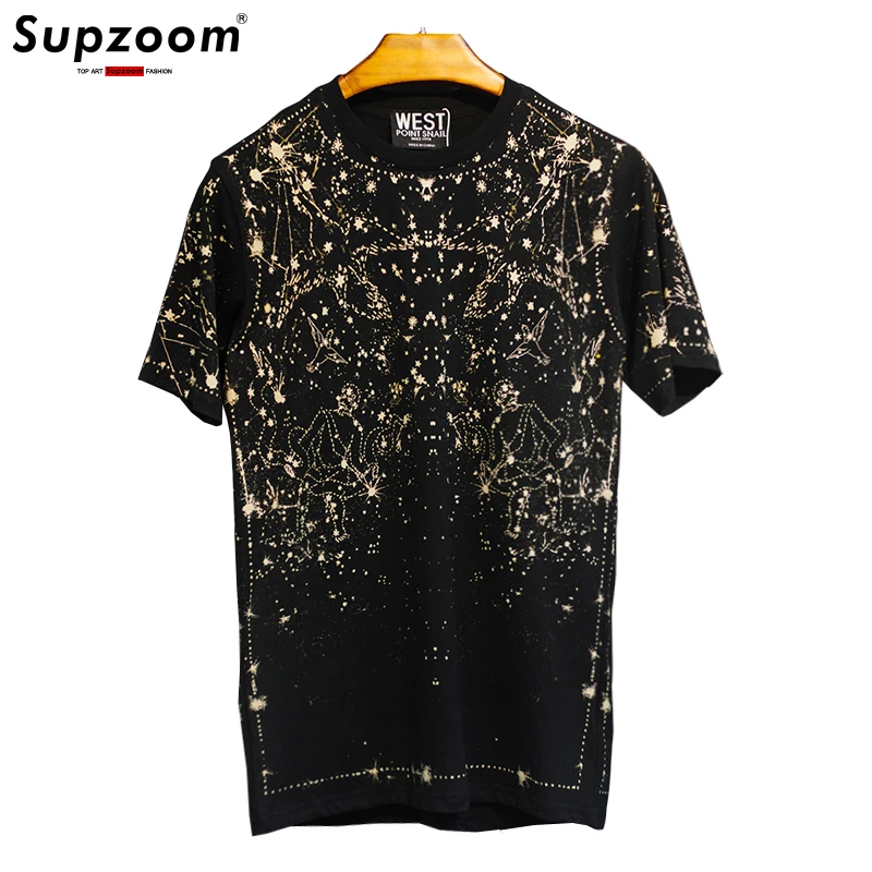 

Supzoom New Arrival Knitted Summer Leisure Personality Star Cotton Loose Print O-Neck Casual T Shirt Men Hip Hop Tshirt Hot Sale