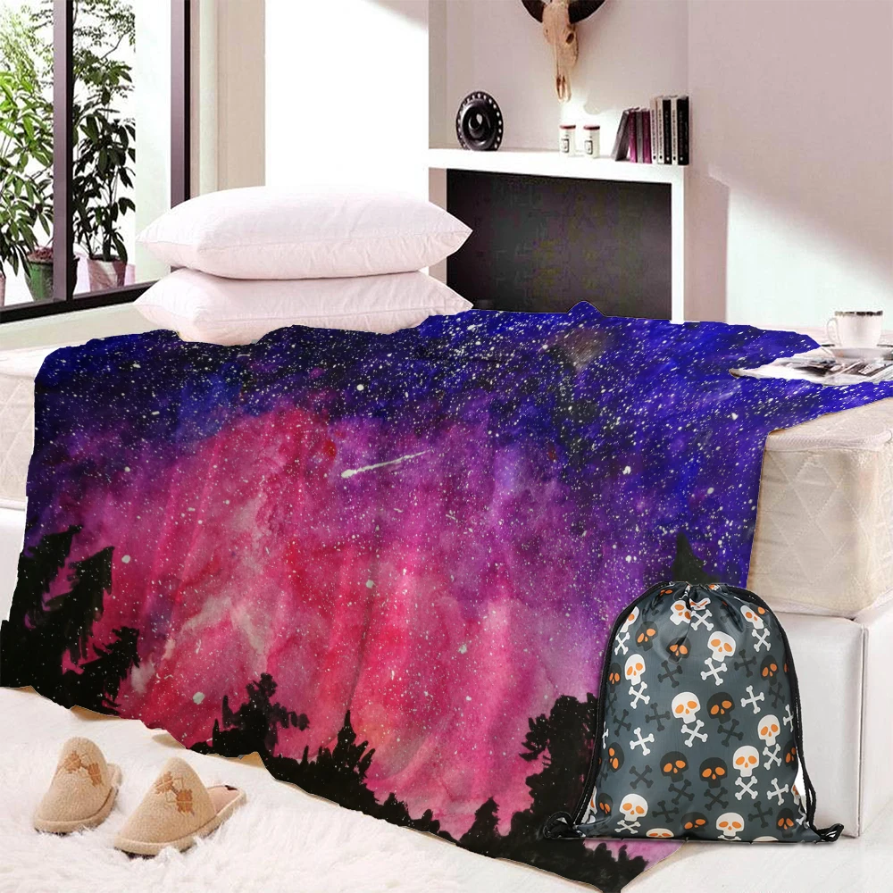 

Starry Sky Printed Blanket Outdoor Travel Camping Aircraft Cold-proof Blanket Sofa Bed Cloak Cover Blanket