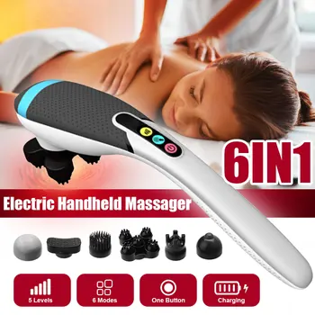 

100-240V Cordless Handheld Back Massager 5 Speeds 4 Mode Handheld Electric Heat Deep Kneading Tissue For Full Body Pain Relief