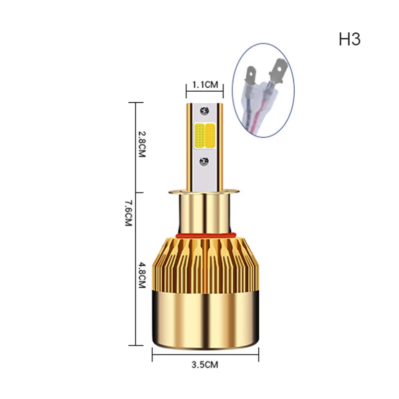 1 шт. C6 H1 H3 H4 H7 9005 9006 для автомобильных фар Светодиодный 3800LM 6500 к 36 Вт 2 COB светодиодный авиации Алюминий 360 градусов Автомобильные светодиодные лампы фар