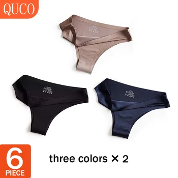 

QUCO Brand 6 Pcs/lot Sexy Panties Women's Underwear High Quality T-back Transparent Panties for Ladies Hot G-string Underpanties