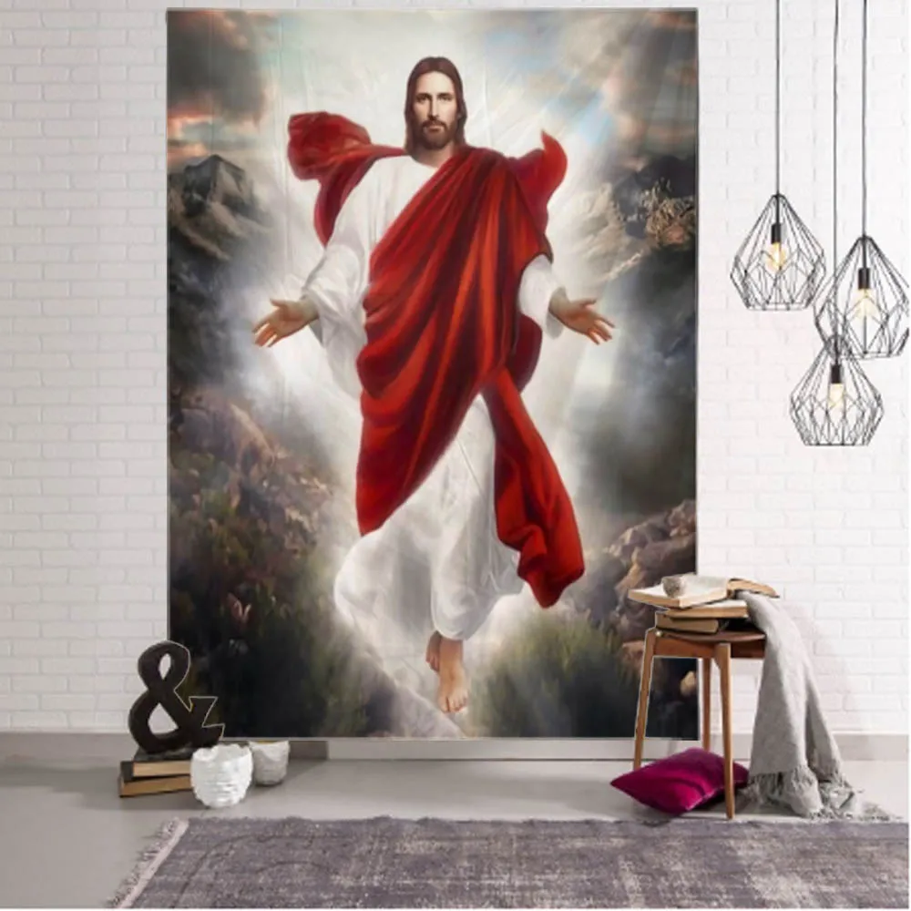 Jesus retro art illustration tapestry home wall decoration hippie bohemian decoration yoga mat sheets aesthetic room tapestry decor