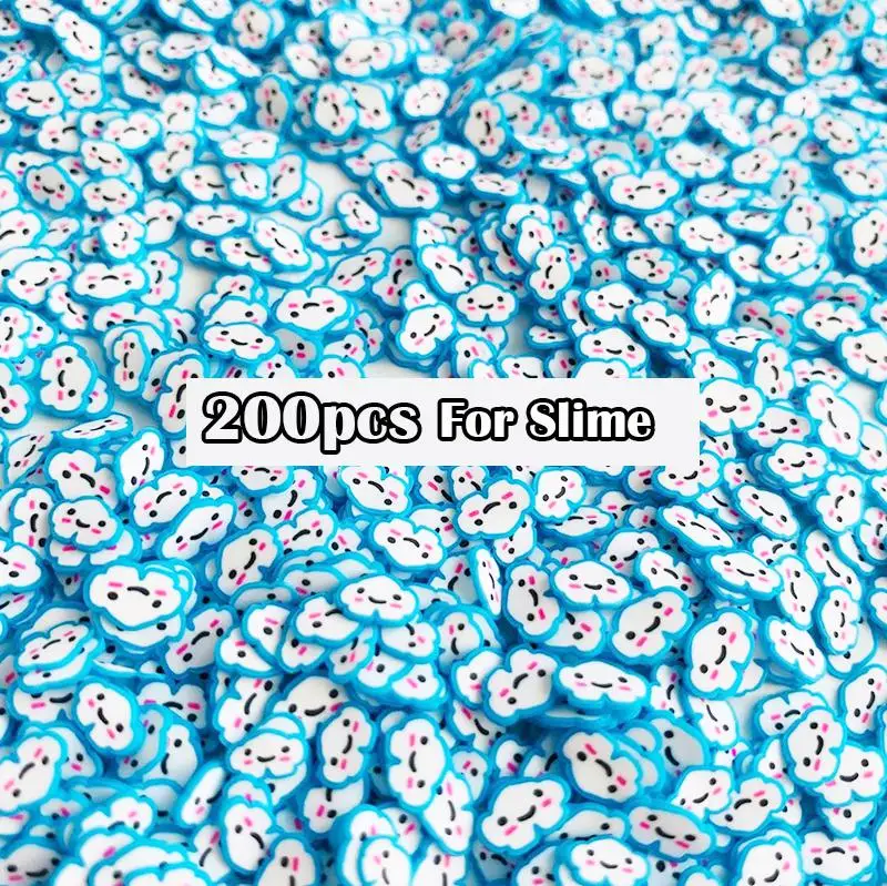 200Pcs Fimo Fruit Slices Decor Additives For Slime Filler Supplies Charms Clay Accessories Avocado Fimo For Nail Art Slime Toys - Цвет: 200Pcs Cloud