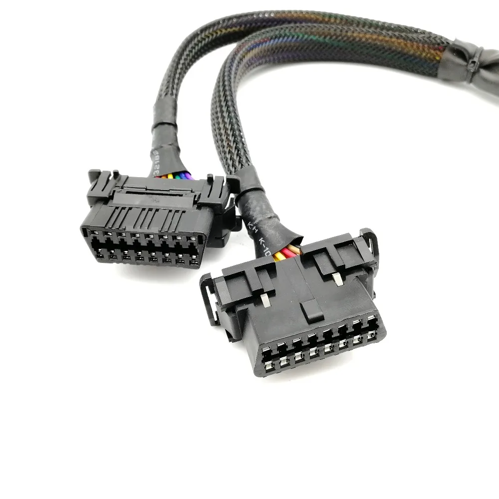 OBD 16Pin 1 штекер на 2 Женский кабель OBD Удлинительный кабель разветвитель кабеля Y КАБЕЛЬ