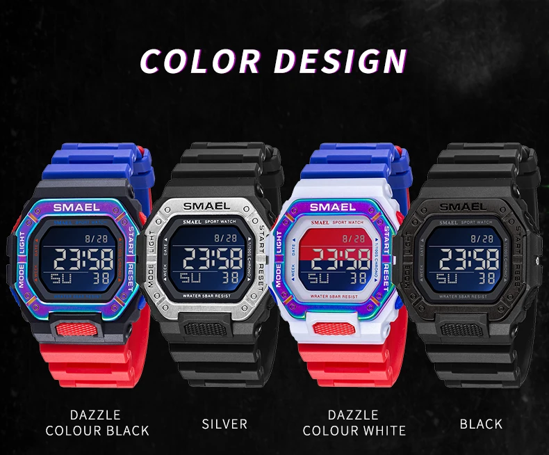 SMAEL Reloj Deportivo 2022 New Digital Men Watches Men Waterproof Sport Watch Sport PU Wristwatch Relojes Deportivos Zegarek