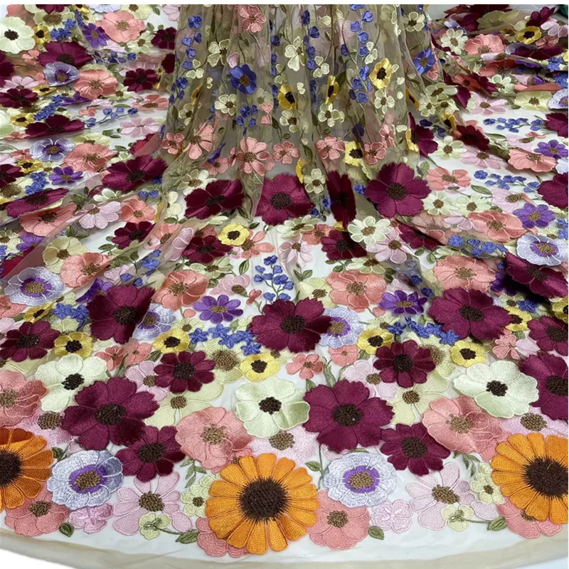 

Applique Lace 3D Flower African Mesh Lace Fabric 2021 High Quality Nigerian Tulle Lace French Net Lace For Dress j83-26