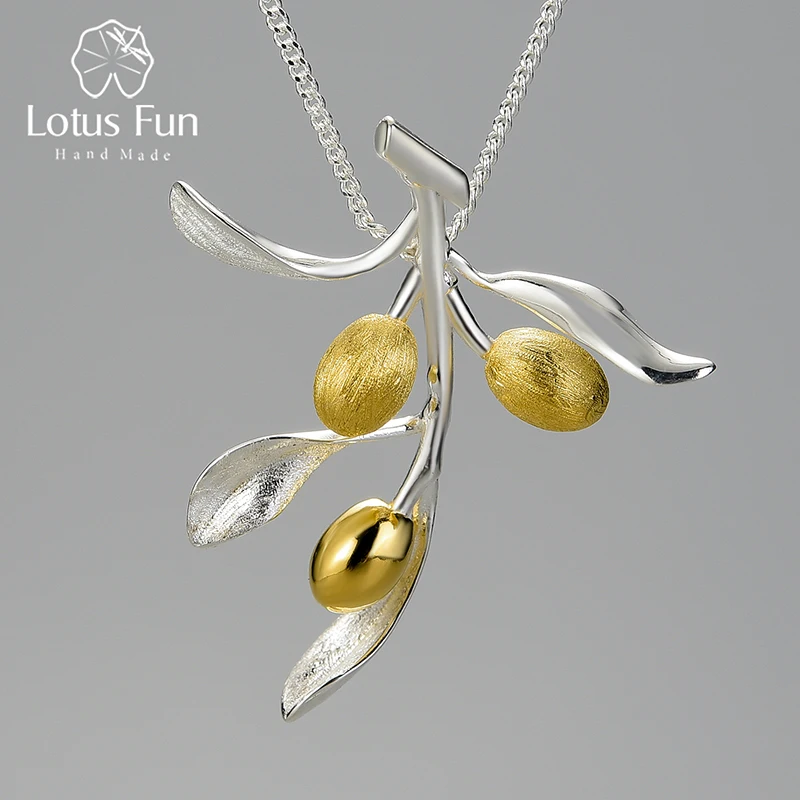 Женское винтажное ожерелье Lotus Fun роскошное колье в виде ветки оливковой серебро