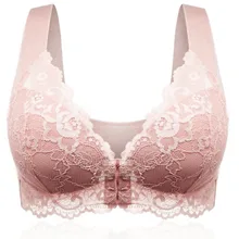 Женский Регулируемый бюстгальтер, спортивный бюстгальтер с застежкой спереди, очень эластичный дышащий бюстгальтер с кружевной отделкой, полиэстер, сексуальный бесшовный однотонный мягкий бюстгальтер