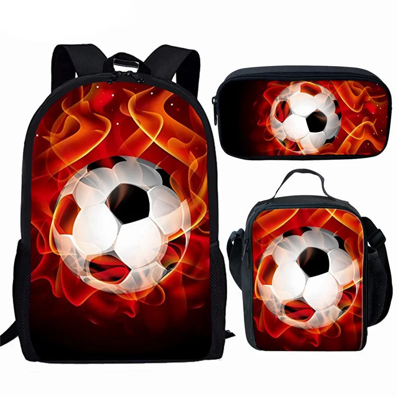 

NOISYDESIGNS Boys Girls Orthopedic Schoolbag 3D Fire Football School Bags Soccer Printing Kids Student Backpack mochila escolar