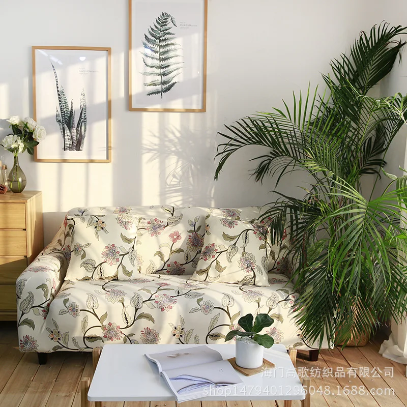 Simple Textile Sofa Cover Elastic Slipcovers All-Inclusive Full Couch Single/Two/Three/Four-Seater