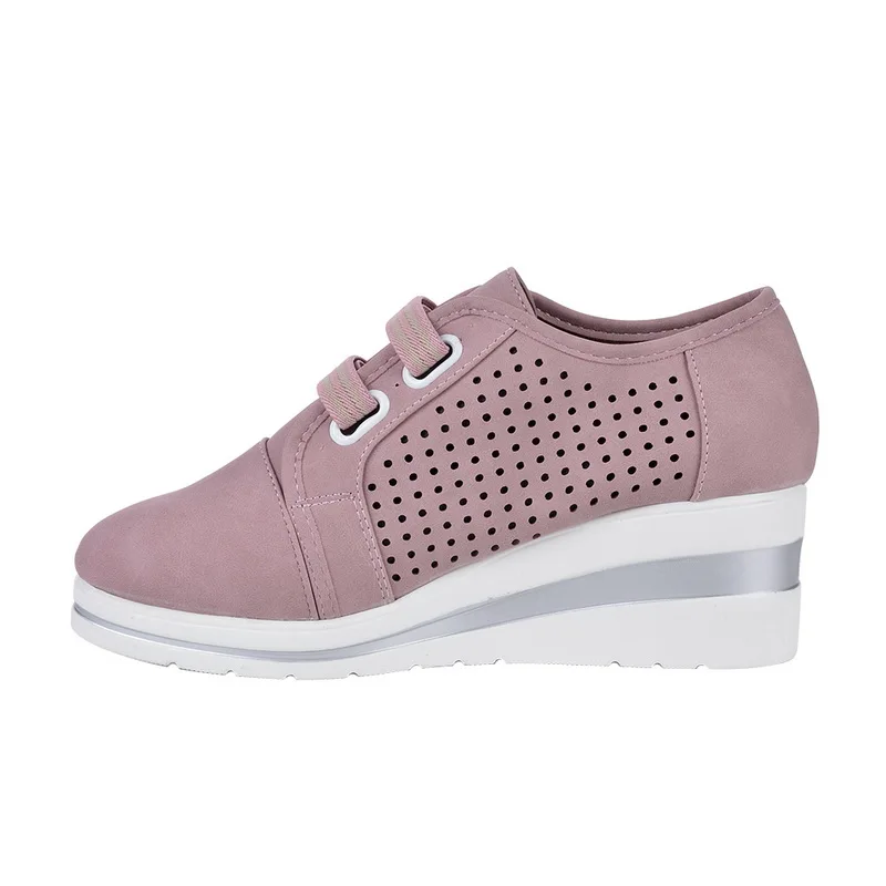 Oeak Flock New High Heel Lady Casual Women Sneakers Leisure Platform Shoes Breathable Height Increasing Shoes Women Flats