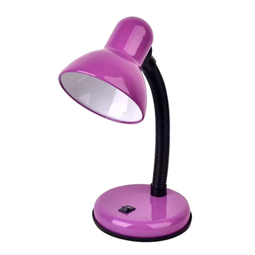 E27 Desk Eye Care Bedroom Flexible Neck Table Lamp With Switch Office For Parlor Night Study Modern Reading Library Led - Цвет корпуса: Фиолетовый